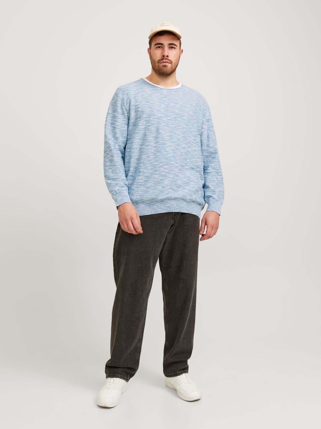 Plus Size Sweter z dzianiny z okrągłym dekoltem