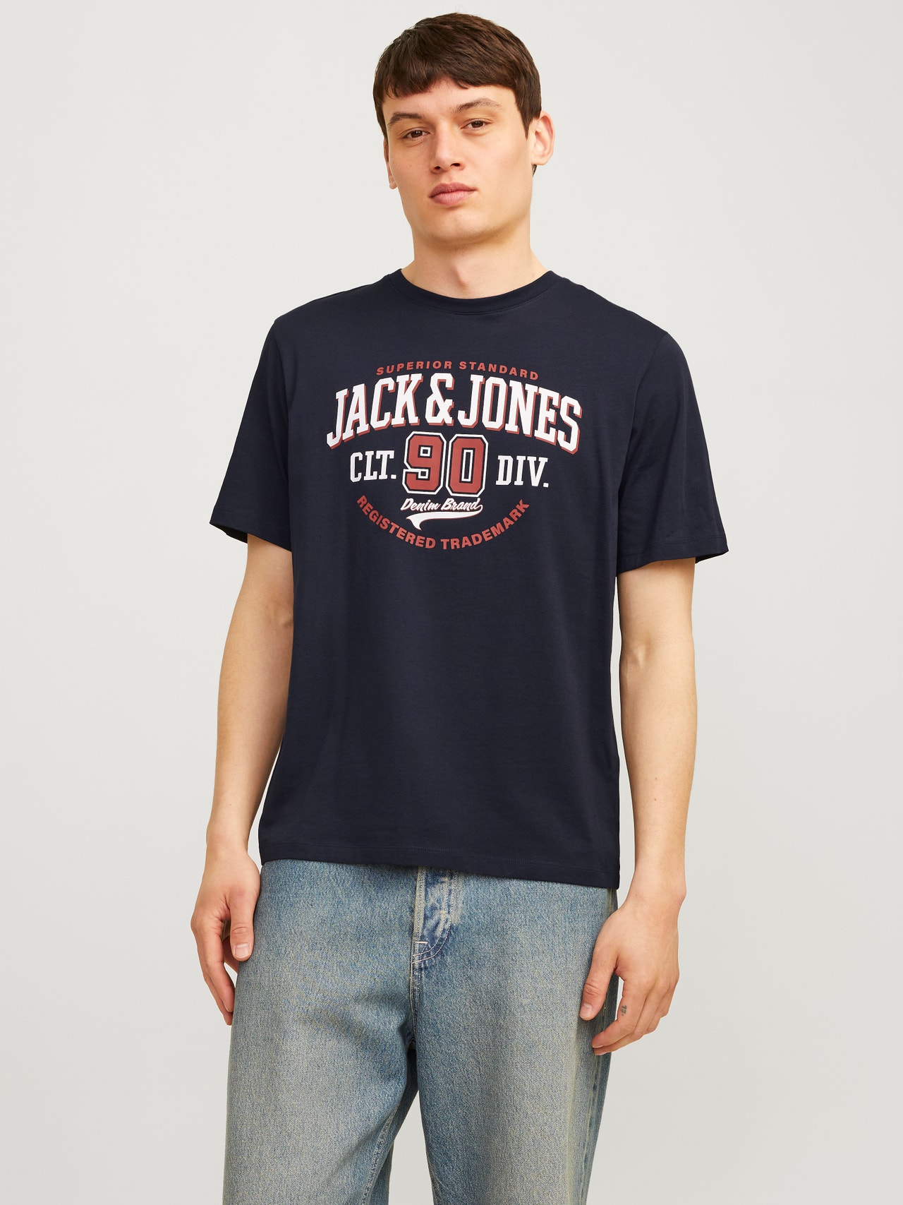 Jack & Jones Logo Crew neck T-shirt -Dark Navy - 12254862
