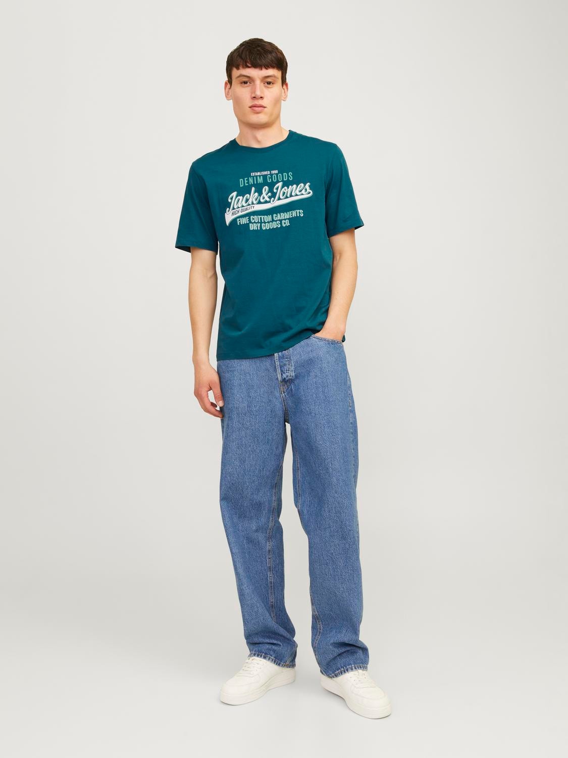 Jack & Jones Logo Crew neck T-shirt -Deep Teal - 12254862