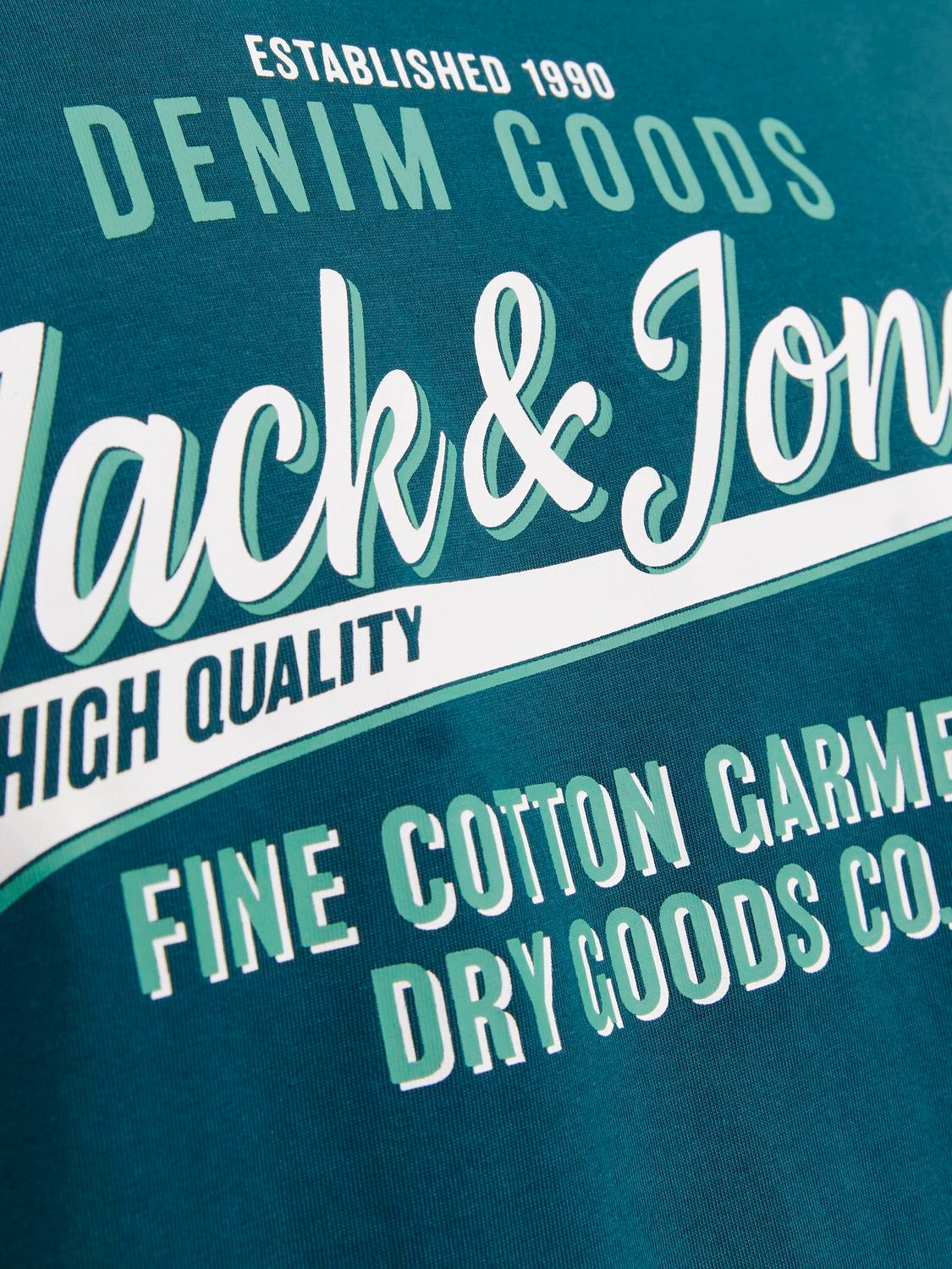 Jack & Jones Logo Ümmargune kaelus T-särk -Deep Teal - 12254862