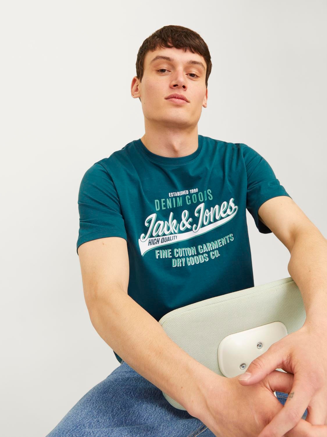 Jack & Jones Logo Crew neck T-shirt -Deep Teal - 12254862