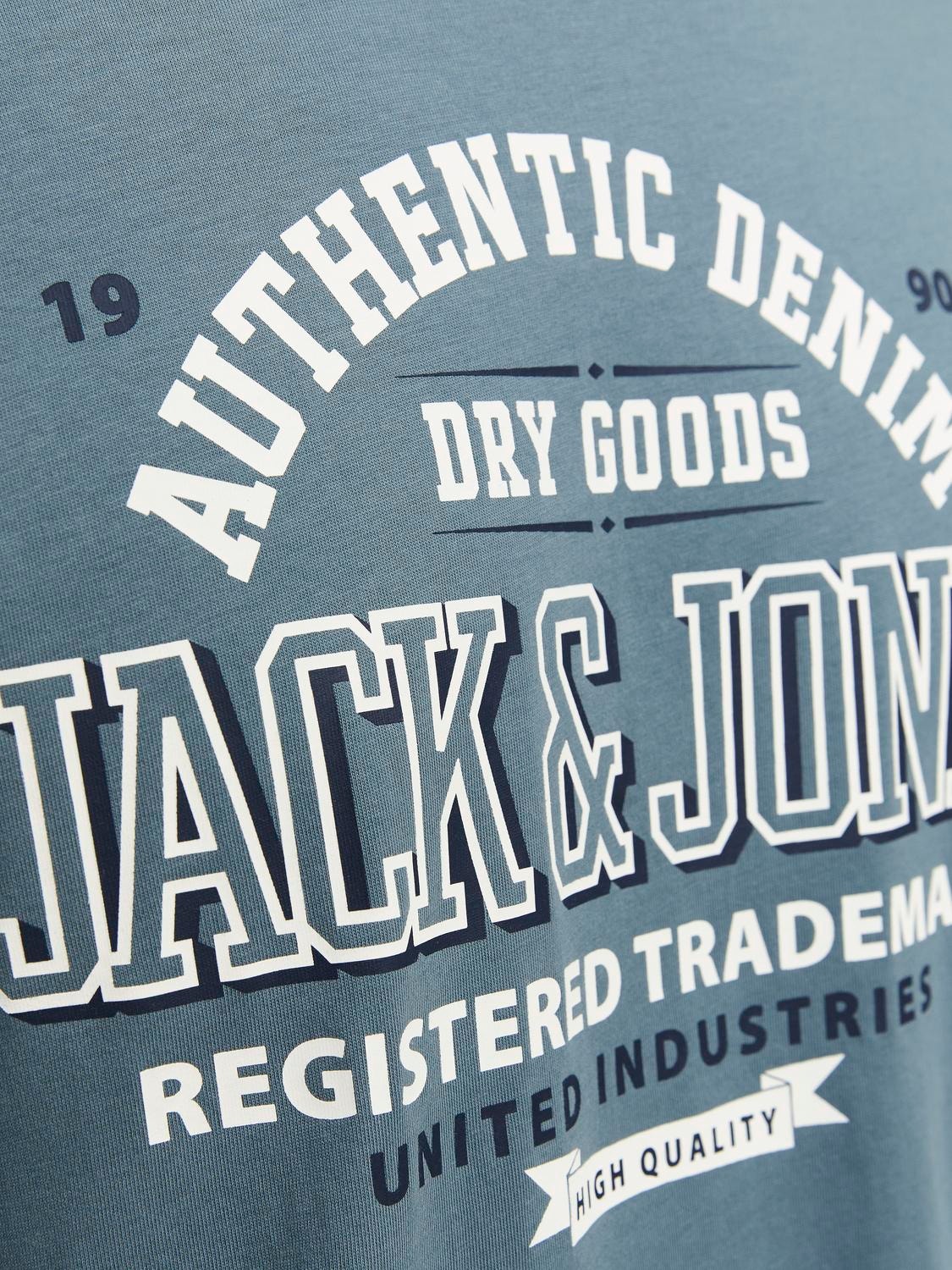 Jack & Jones Logo Ümmargune kaelus T-särk -Goblin Blue - 12254862