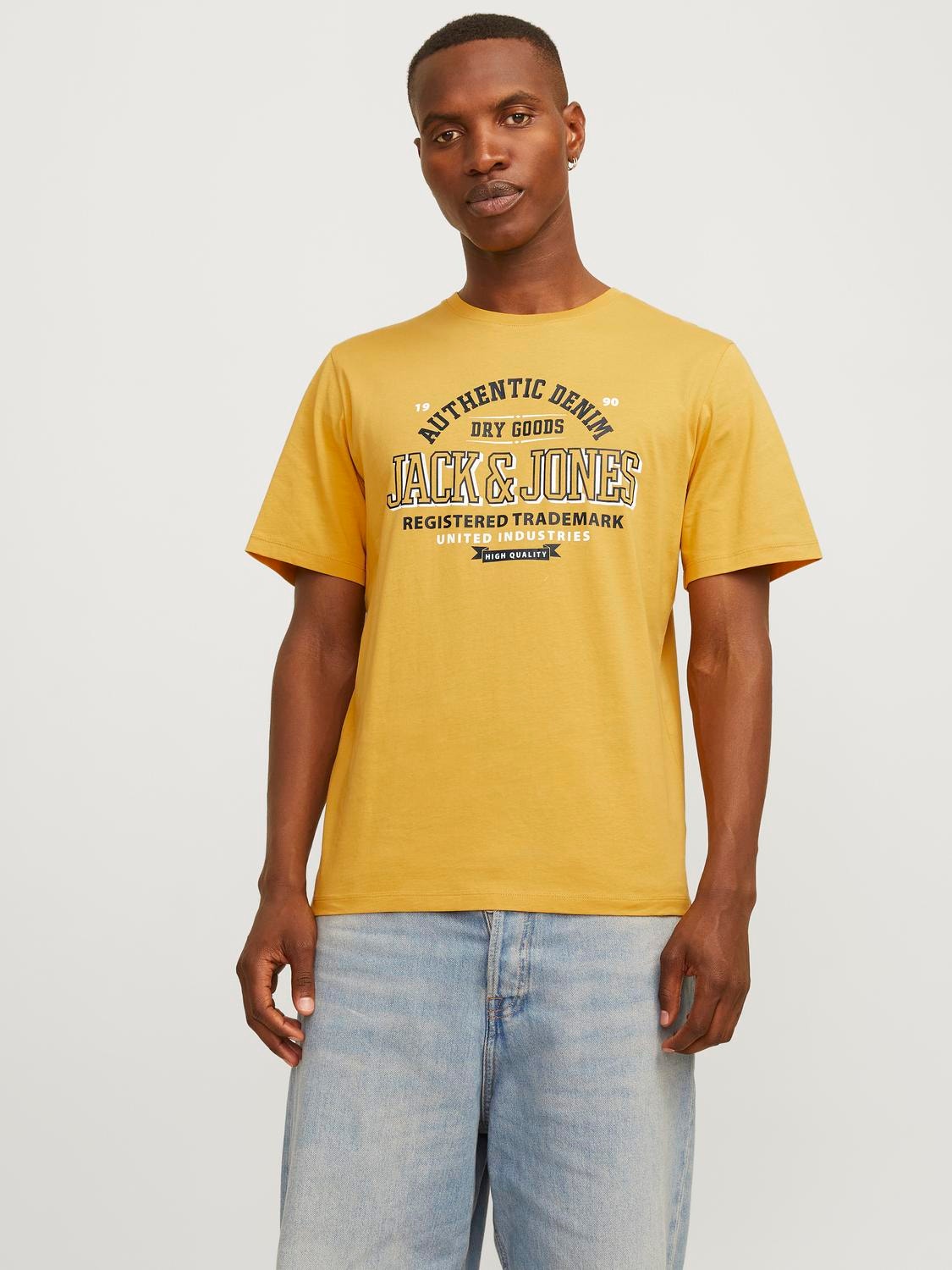 Jack & Jones T-shirt Logo Col rond -Honey Gold - 12254862