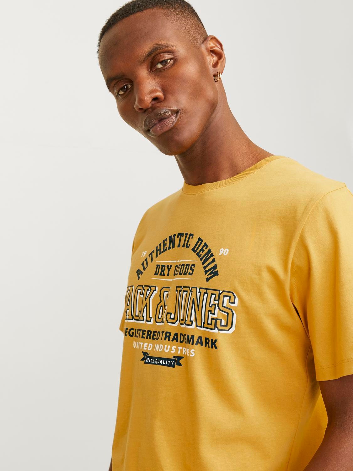 Jack & Jones Logo O-hals T-skjorte -Honey Gold - 12254862