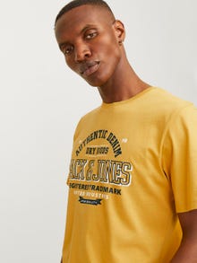 Jack & Jones Logotipas Apskritas kaklas Marškinėliai -Honey Gold - 12254862