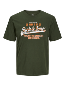 Jack & Jones Logo Ümmargune kaelus T-särk -Kombu Green - 12254862