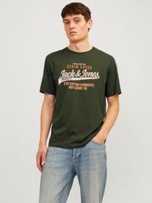 Jack & Jones Logotipas Apskritas kaklas Marškinėliai -Kombu Green - 12254862