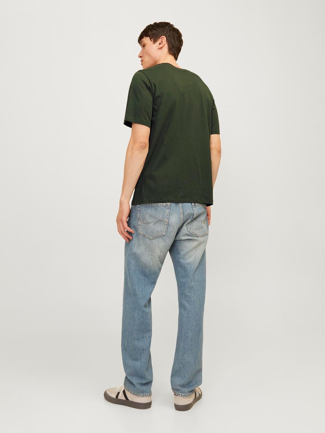 Jack & Jones Logo Kruhový výstřih Tričko -Kombu Green - 12254862