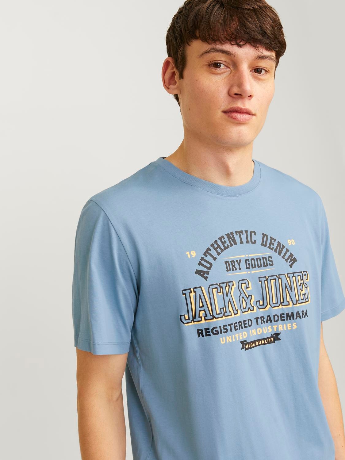 Jack & Jones Logo Crew neck T-shirt -Mountain Spring - 12254862