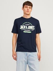 Jack & Jones Logo O-hals T-skjorte -Navy Blazer - 12254862