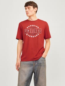 Jack & Jones Logo Kruhový výstřih Tričko -Red Ochre - 12254862