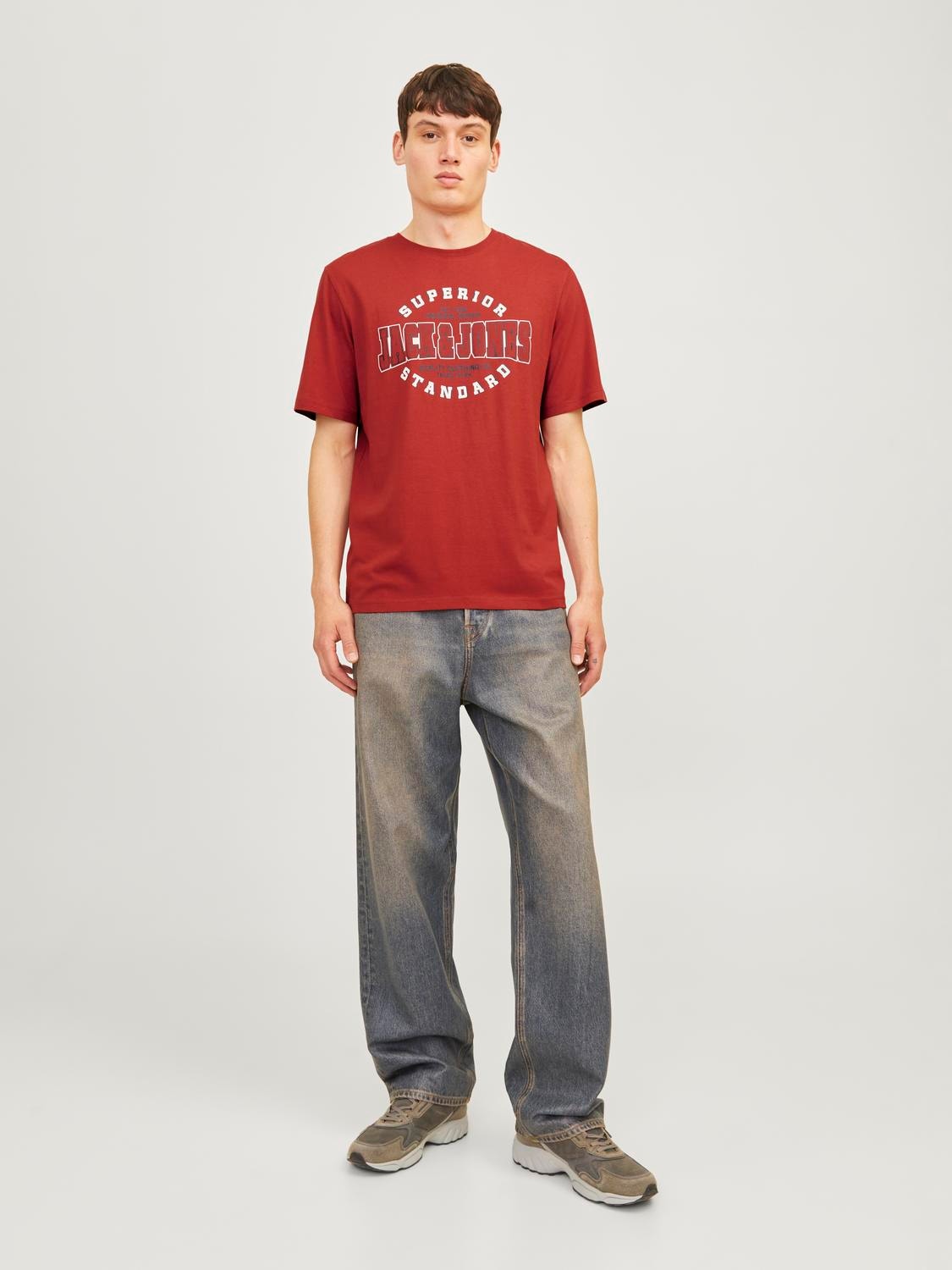 Jack & Jones Logo Rundhals T-shirt -Red Ochre - 12254862