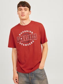 Jack & Jones Logo Pyöreä pääntie T-paita -Red Ochre - 12254862