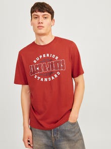Jack & Jones Logotipas Apskritas kaklas Marškinėliai -Red Ochre - 12254862