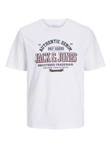 Jack & Jones Logo Ümmargune kaelus T-särk -White - 12254862