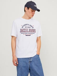 Jack & Jones Logotyp Rundringning T-shirt -White - 12254862