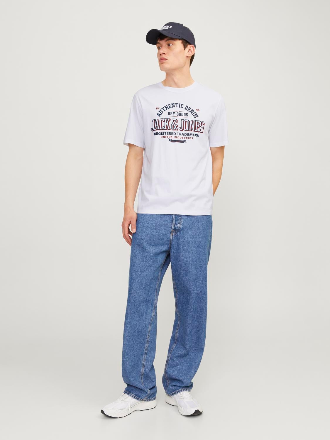 Jack & Jones T-shirt Logo Col rond -White - 12254862