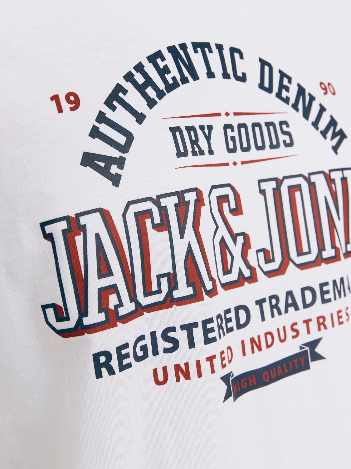 Jack & Jones Logo Pyöreä pääntie T-paita -White - 12254862
