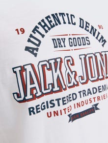 Jack & Jones Logo Ümmargune kaelus T-särk -White - 12254862