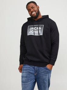 Jack & Jones Plus Size Printed Hoodie -Black - 12254867