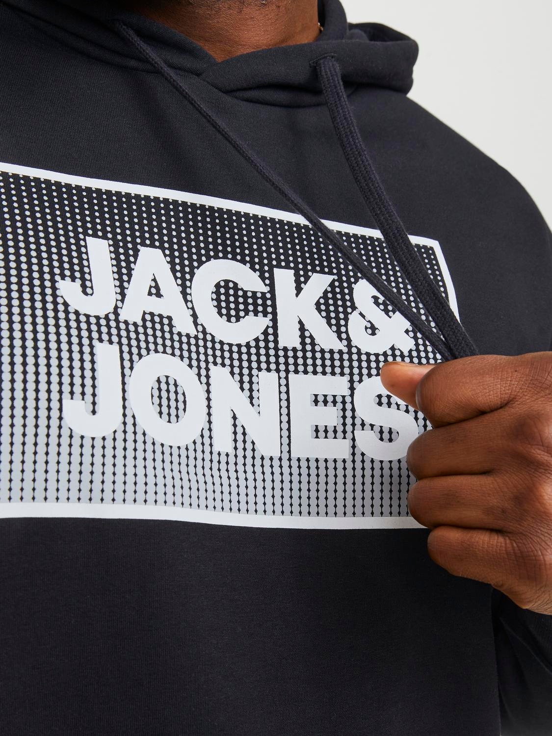 Jack & Jones Plus Size Gedruckt Kapuzenpullover -Black - 12254867