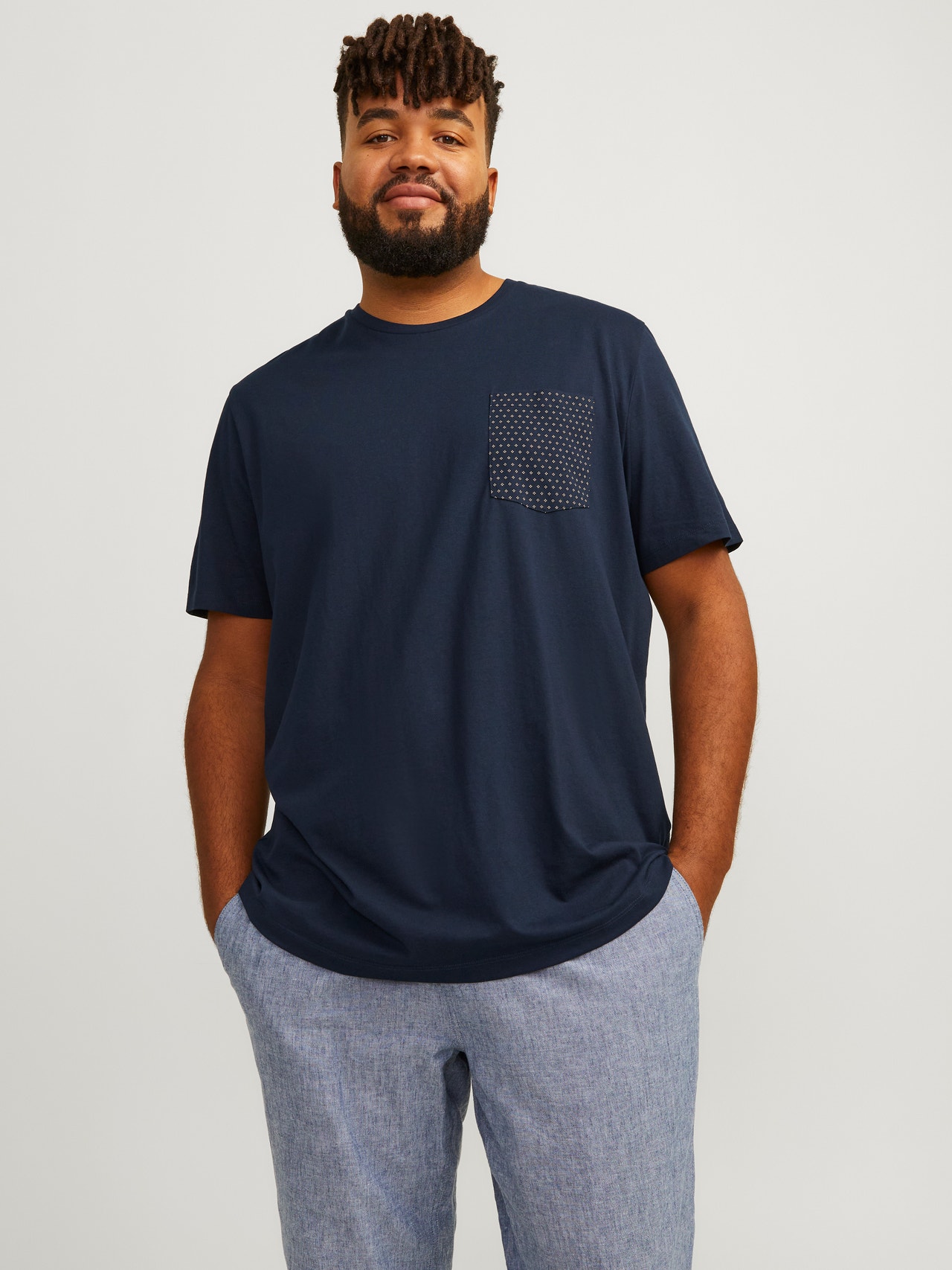 Jack & Jones Plus Size Printed T-shirt -Navy Blazer - 12254902