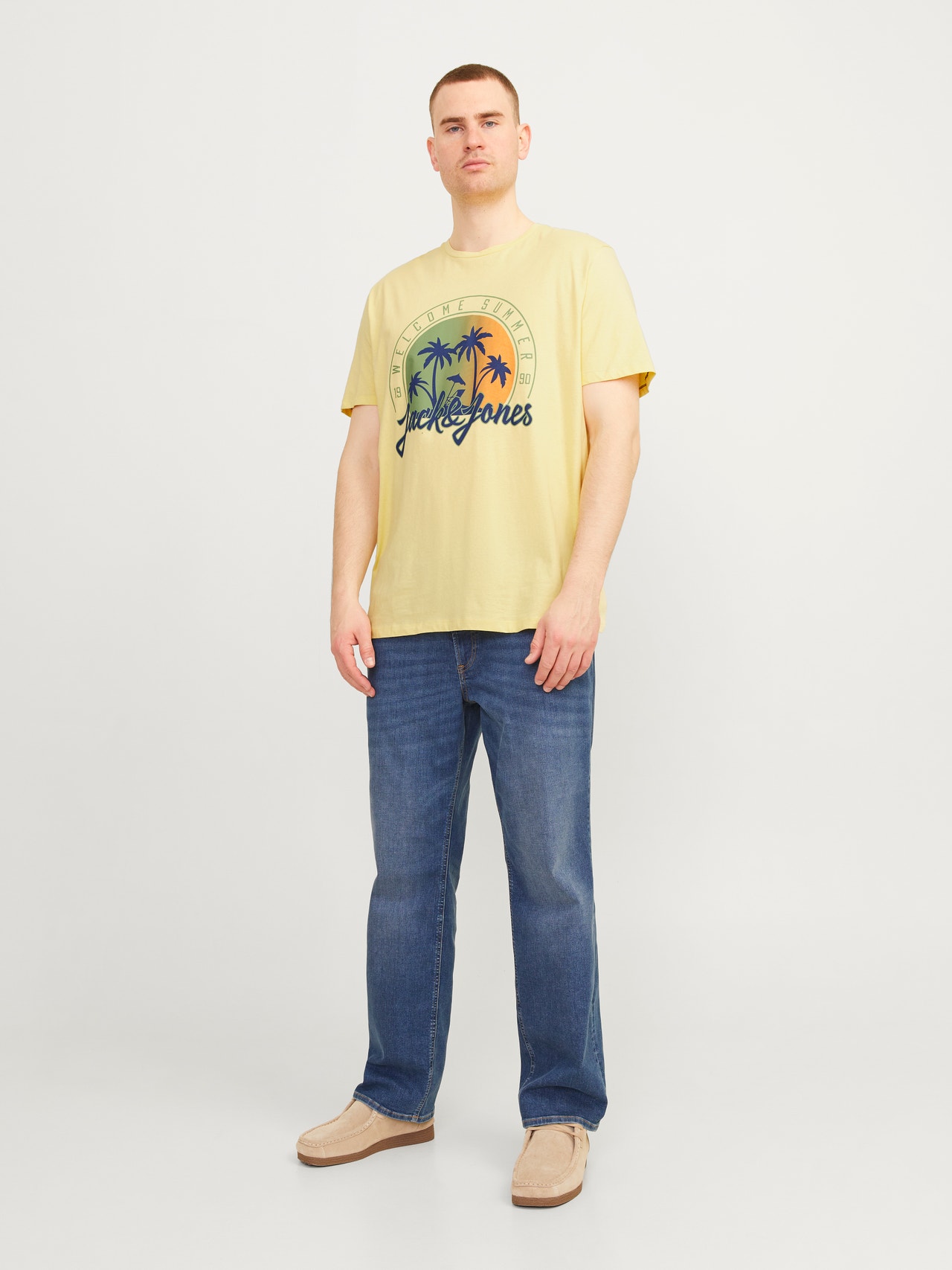 Jack & Jones Plus Size Nadruk T-shirt -French Vanilla - 12254907