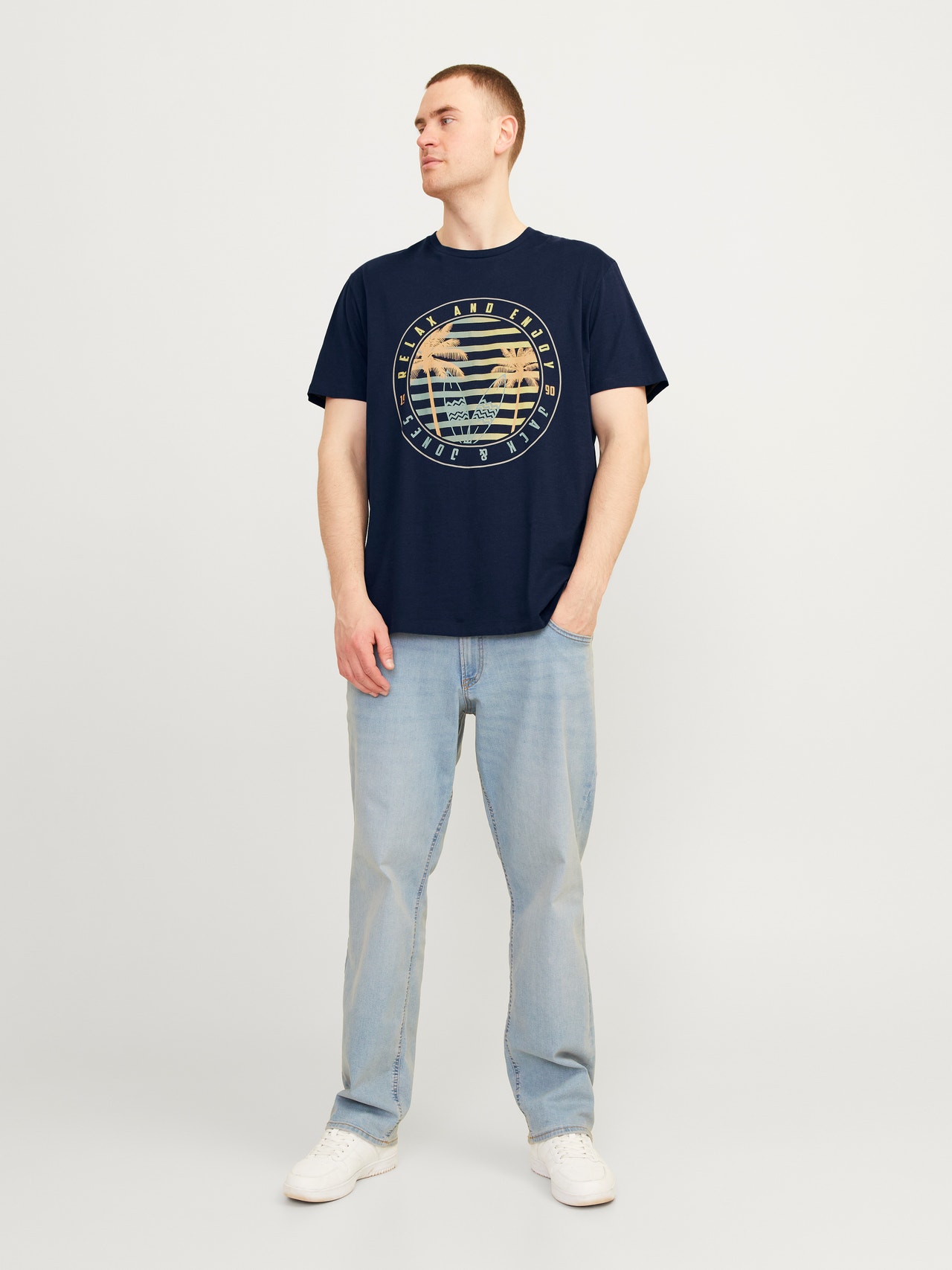 Jack & Jones Plus Size T-shirt Estampar -Navy Blazer - 12254907