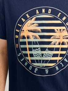 Jack & Jones Plus Size Printed T-shirt -Navy Blazer - 12254907
