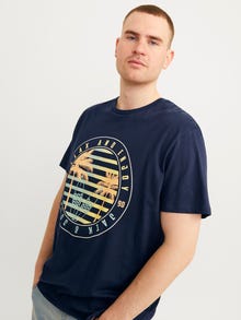 Jack & Jones Plus Size Printed T-shirt -Navy Blazer - 12254907