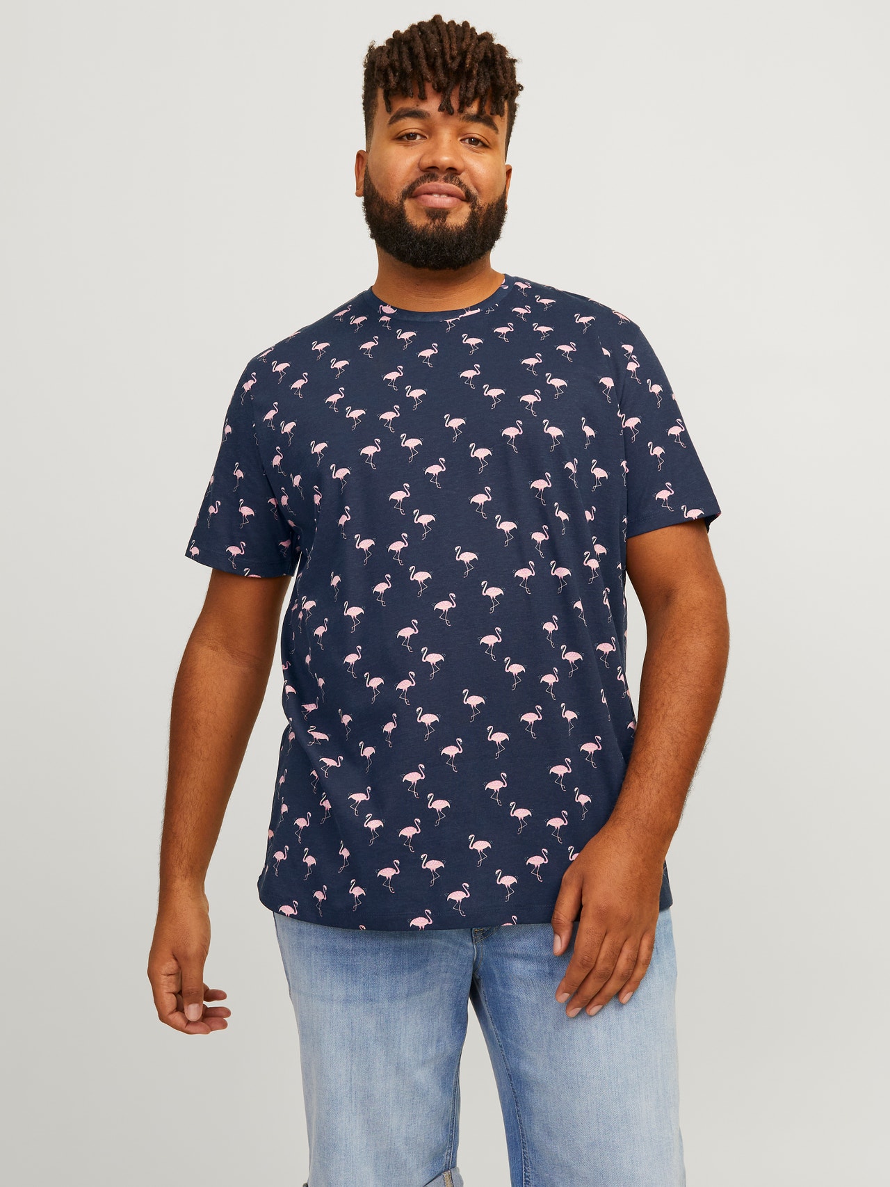 Jack & Jones Plus Size All-Over Print T-shirt -Navy Blazer - 12254908