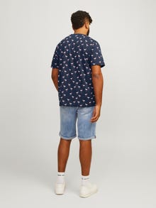 Jack & Jones Plus Size All Over Print T-shirt -Navy Blazer - 12254908