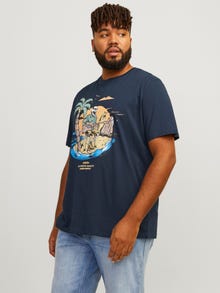 Jack & Jones Plus Size Spausdintas raštas Marškinėliai -Navy Blazer - 12254909