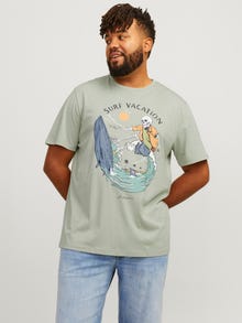 Jack & Jones Plus Size Bedrukt T-shirt -Desert Sage - 12254909