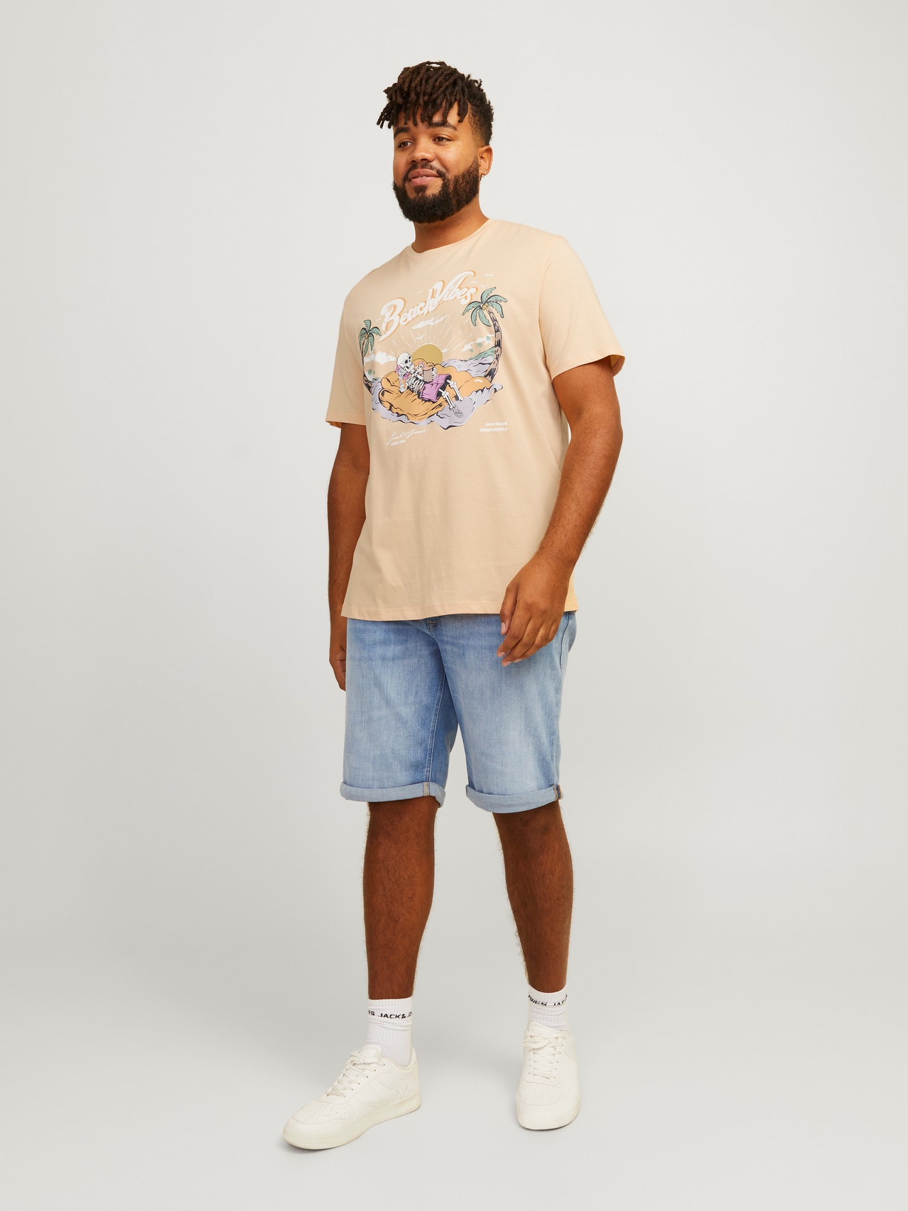 Jack & Jones Plus Size Gedruckt T-shirt -Apricot Ice  - 12254909