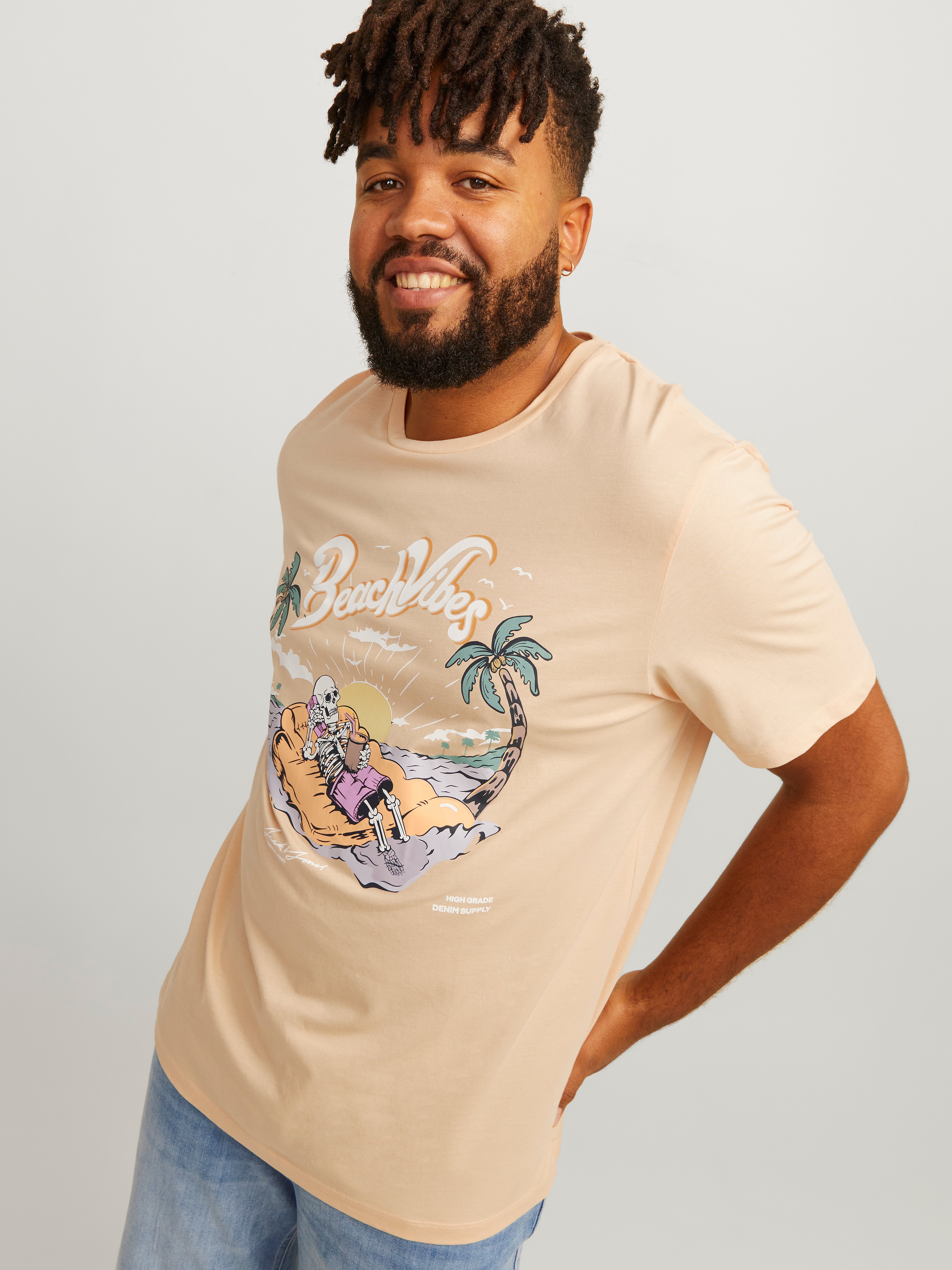 Jack & Jones Plus Size T-shirt Imprimé -Apricot Ice  - 12254909