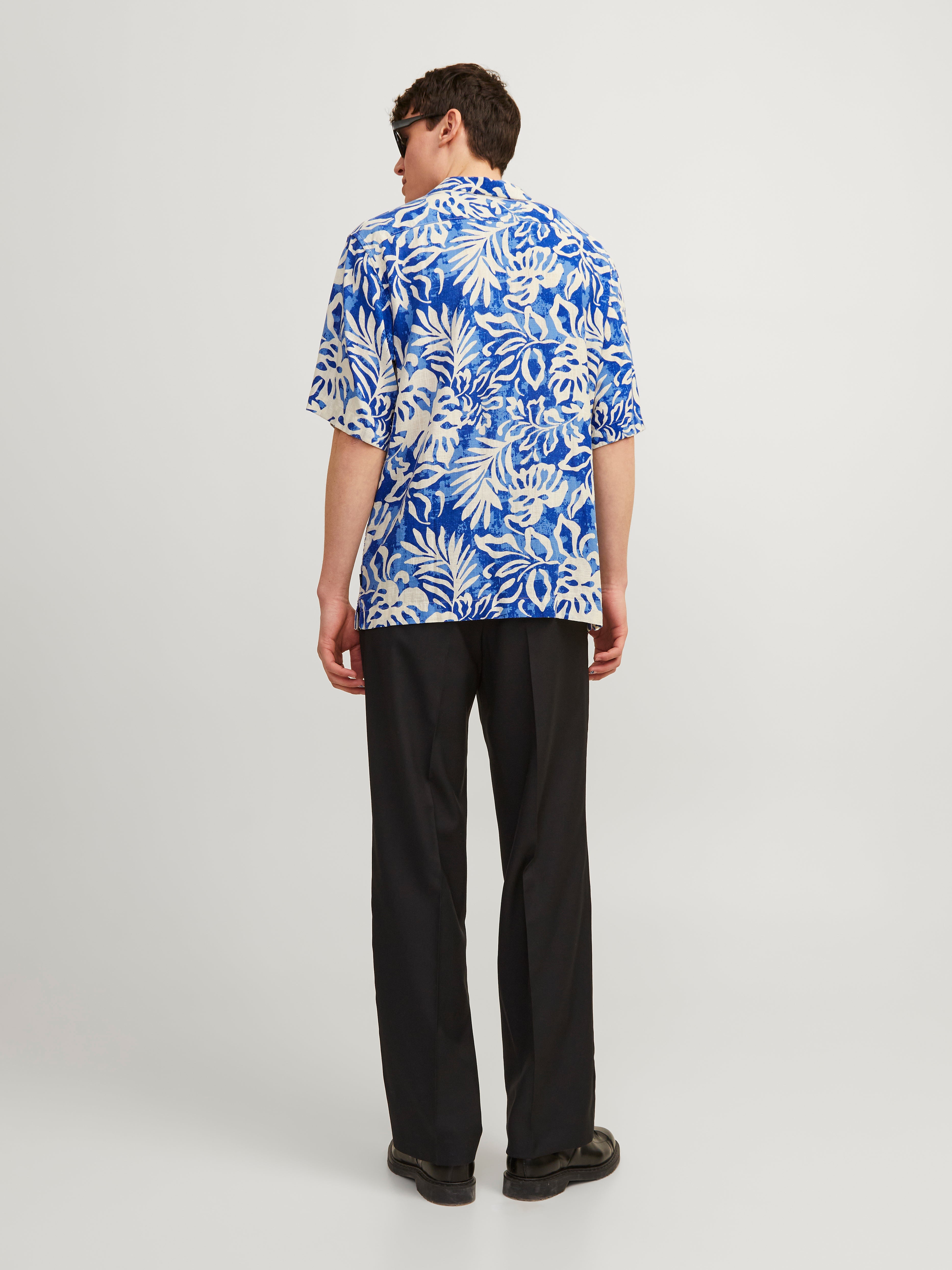 Tシャツ・カットソー ^ ^ Men's Relaxed Fit Puff AOP Logo Short Sleeve Relaxed Fit Shirt | Dark Blue | Jack & Jones®