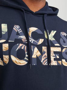 Jack & Jones Plus Size Printed Hoodie -Navy Blazer - 12255004
