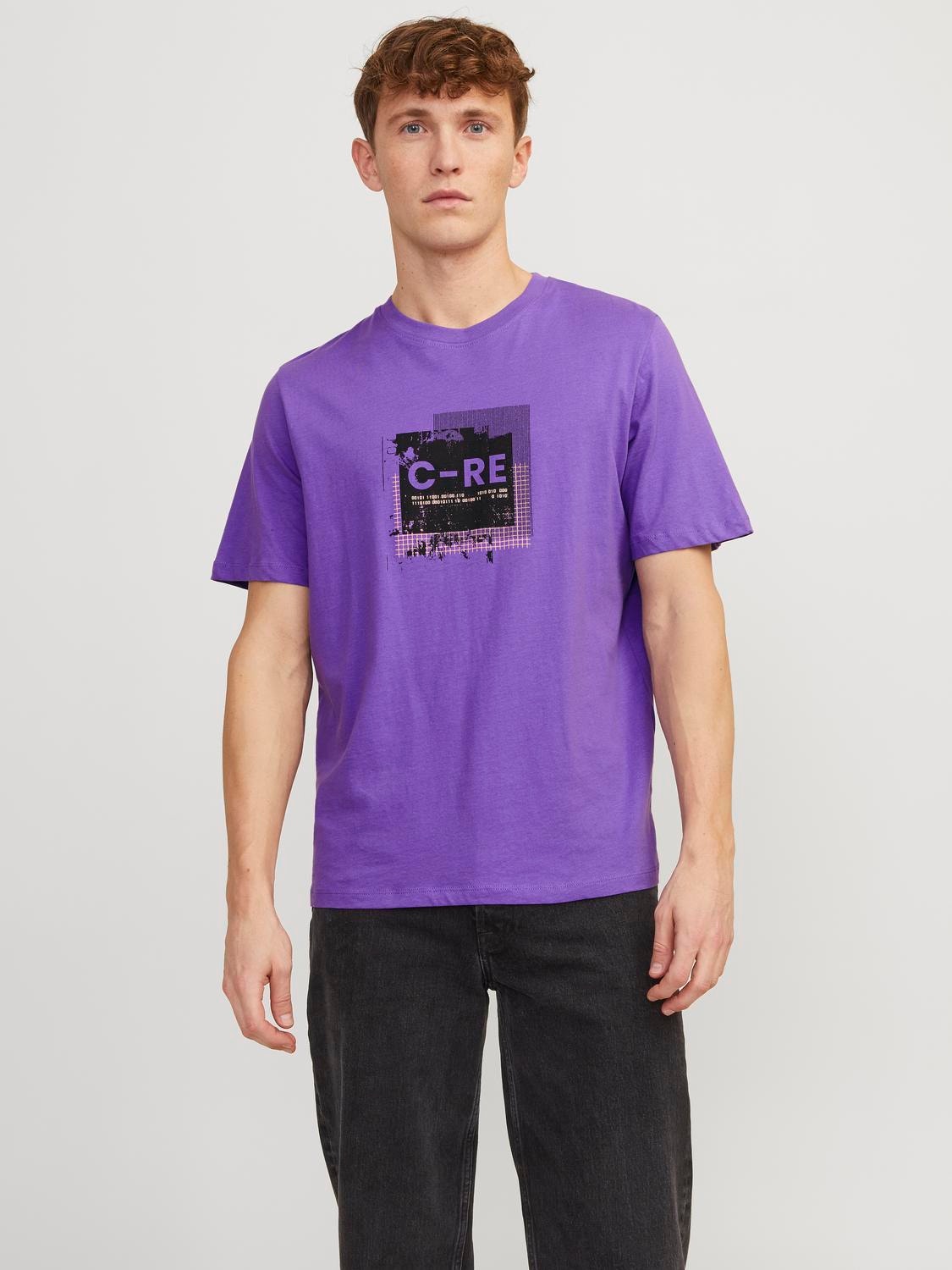 Jack & Jones Logotipas Apskritas kaklas Marškinėliai -Deep Lavender - 12255025