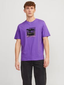 Jack & Jones Logotipas Apskritas kaklas Marškinėliai -Deep Lavender - 12255025