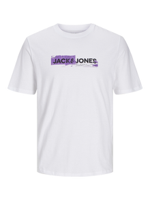 Jack & Jones Nyomott mintás Környak Trikó -White - 12255025