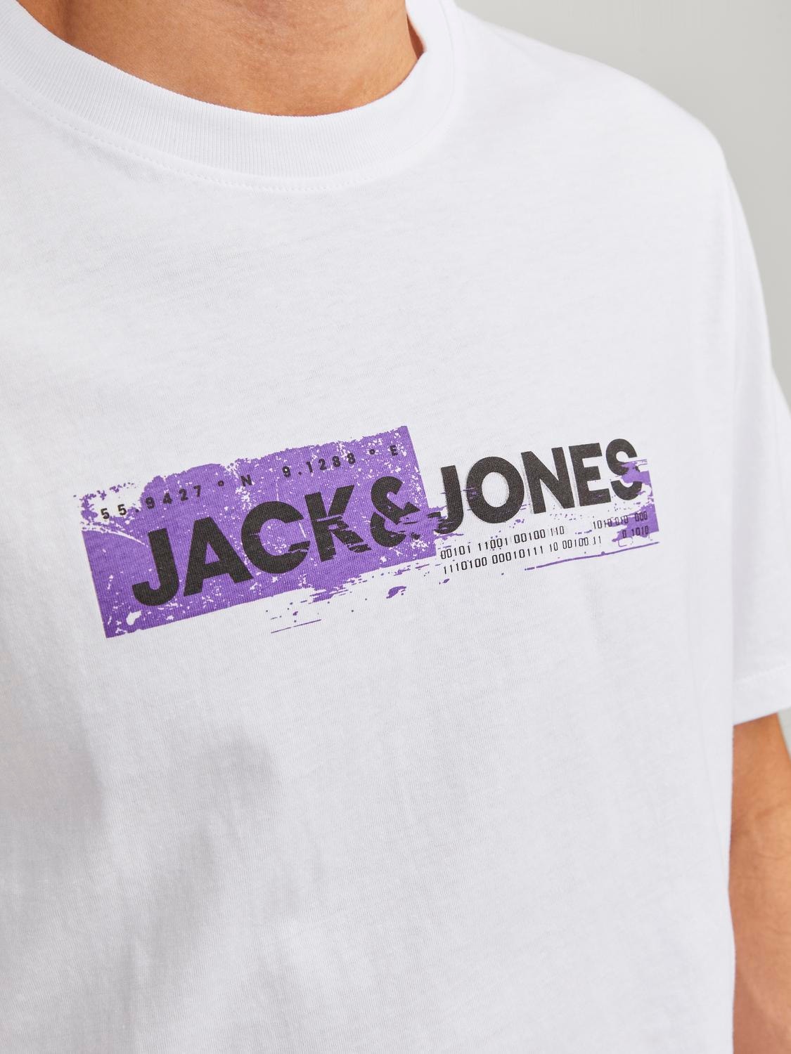Jack & Jones Logo Ronde hals T-shirt -White - 12255025