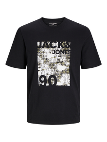 Jack & Jones Logo Kruhový výstřih Tričko -Black - 12255025