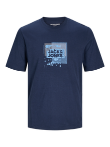 Jack & Jones Logotipas Apskritas kaklas Marškinėliai -Navy Blazer - 12255025