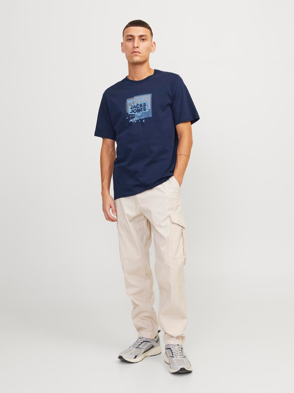 Jack & Jones Logo Rundhals T-shirt -Navy Blazer - 12255025