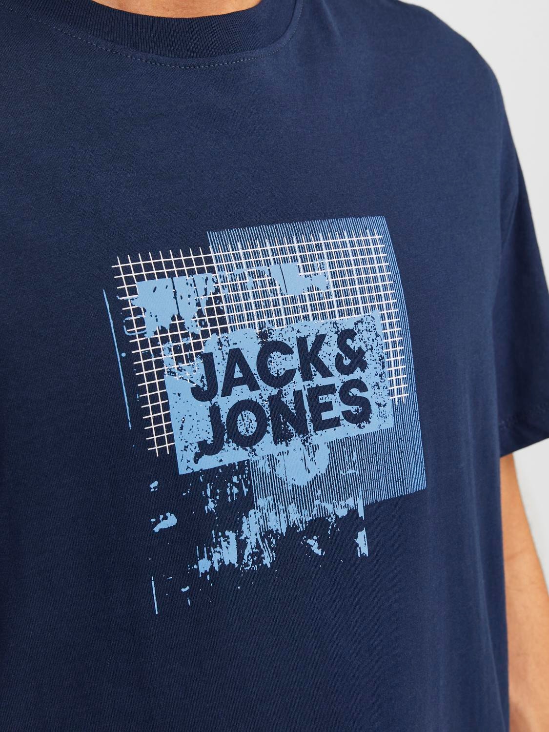 Jack & Jones Logotipas Apskritas kaklas Marškinėliai -Navy Blazer - 12255025