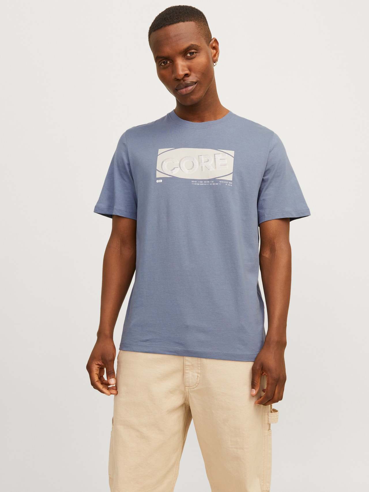 Jack & Jones Nyomott mintás Környak Trikó -Flint Stone - 12255026