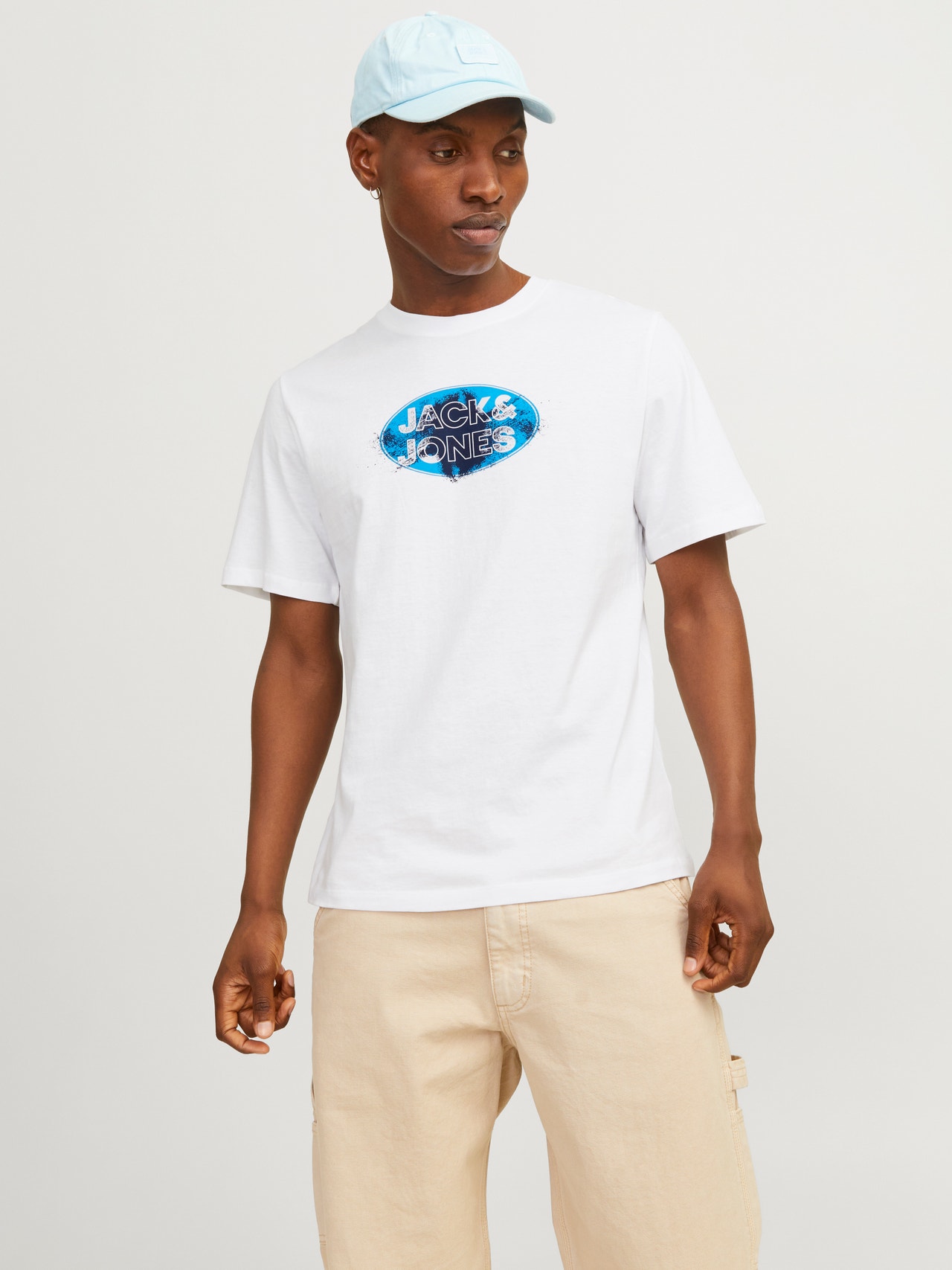 Jack & Jones Printet Crew neck T-shirt -White - 12255026