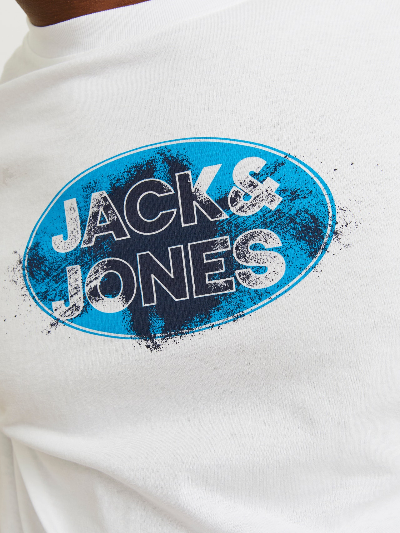 Jack & Jones Nadruk Okrągły dekolt T-shirt -White - 12255026