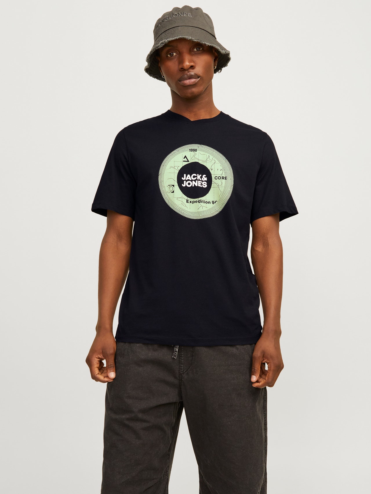 Jack & Jones Gedrukt Ronde hals T-shirt -Black - 12255026